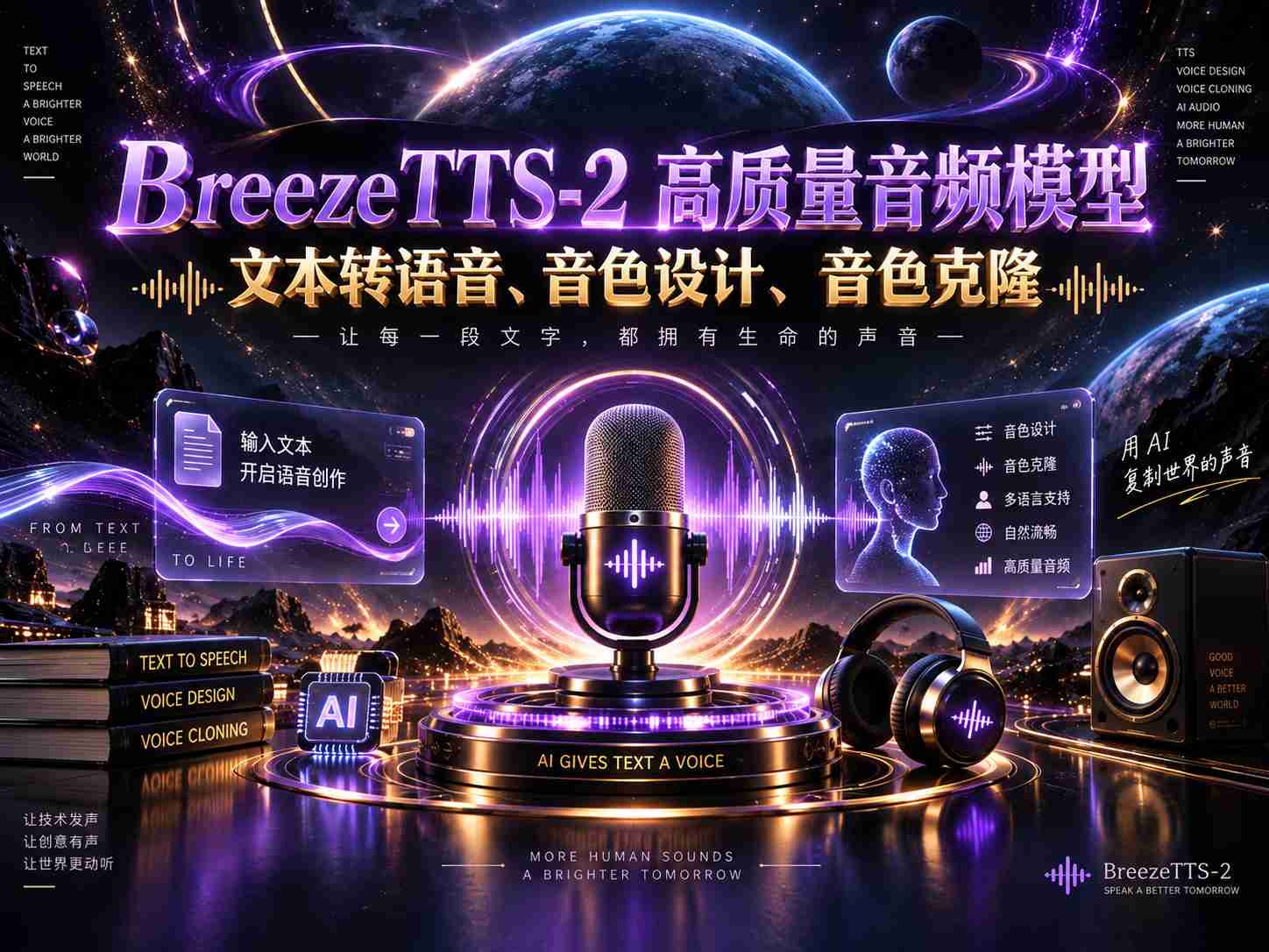 BreezeTTS-2 文本转语音、音色设计、音色克隆–高质量音频模型