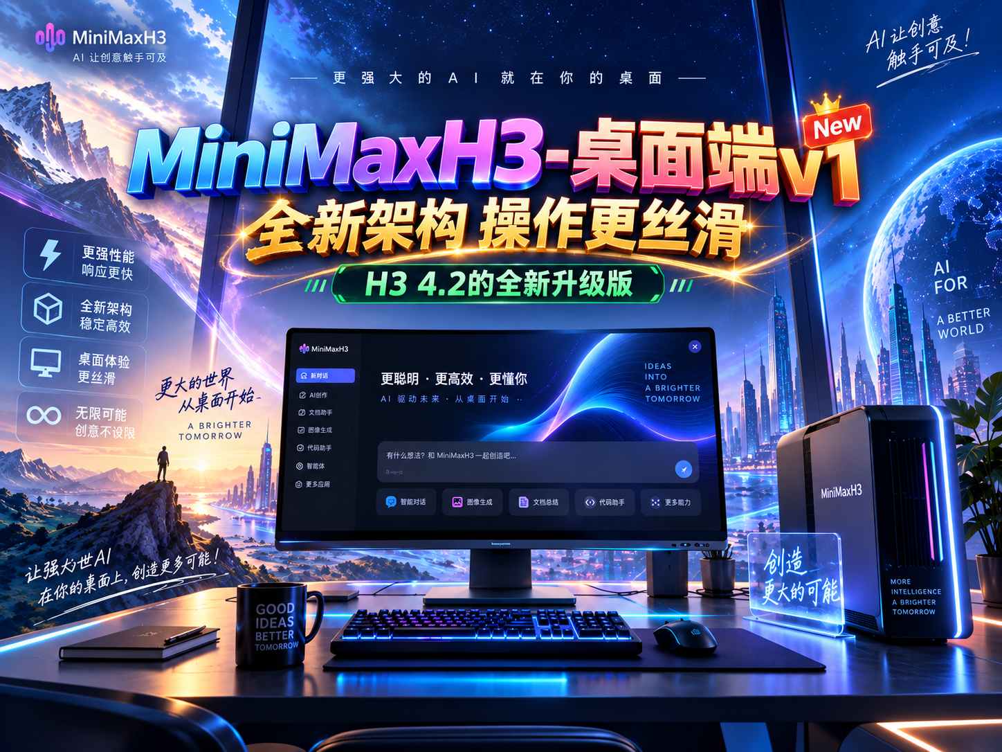 MiniMaxH3-全新桌面端-全新架构操作更丝滑-H3 4.2的升级版